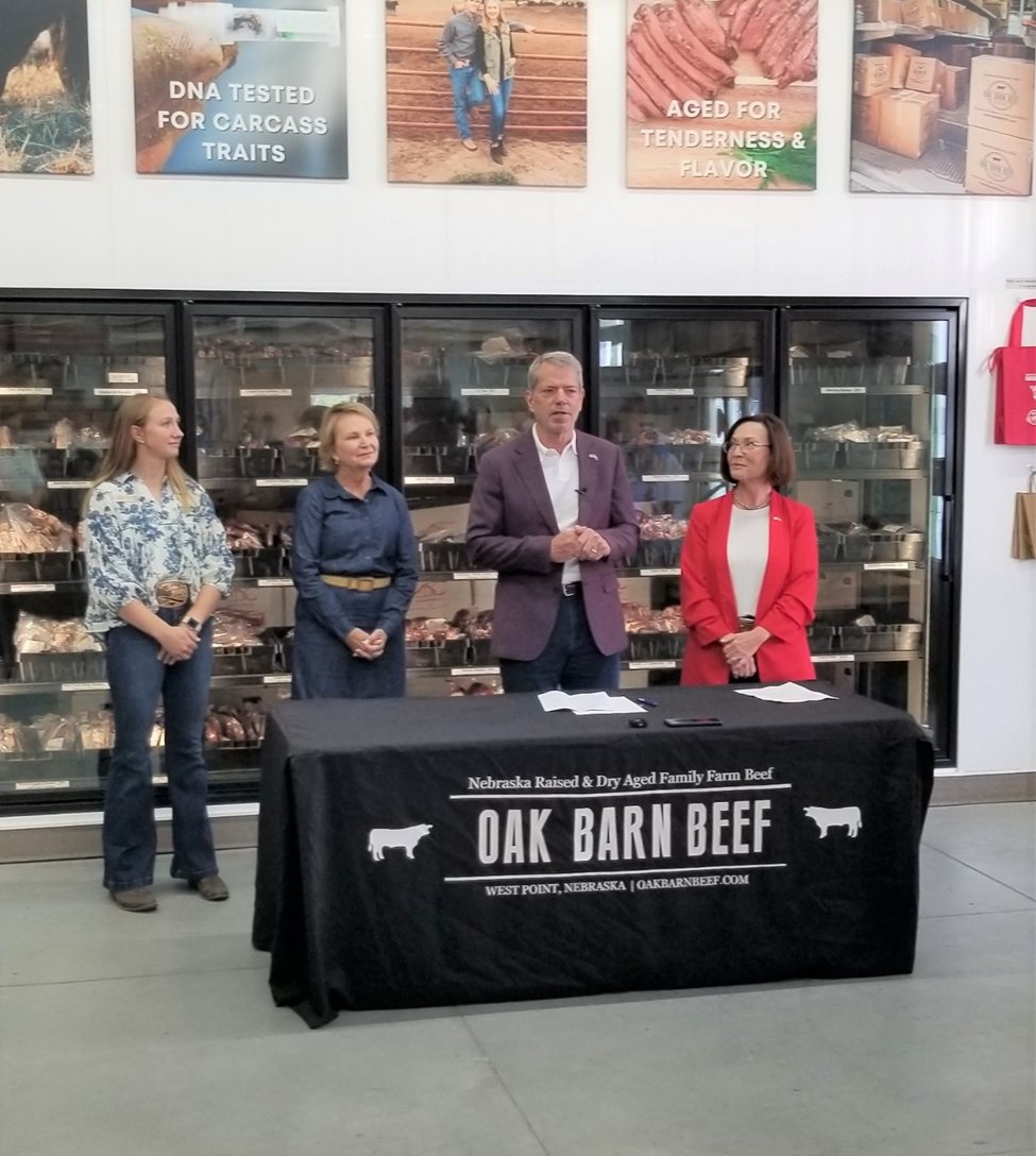 Pictured (left to right): Hannah Klitz, Jeanne Reigle, Gov. Pillen, Sherry Vinton