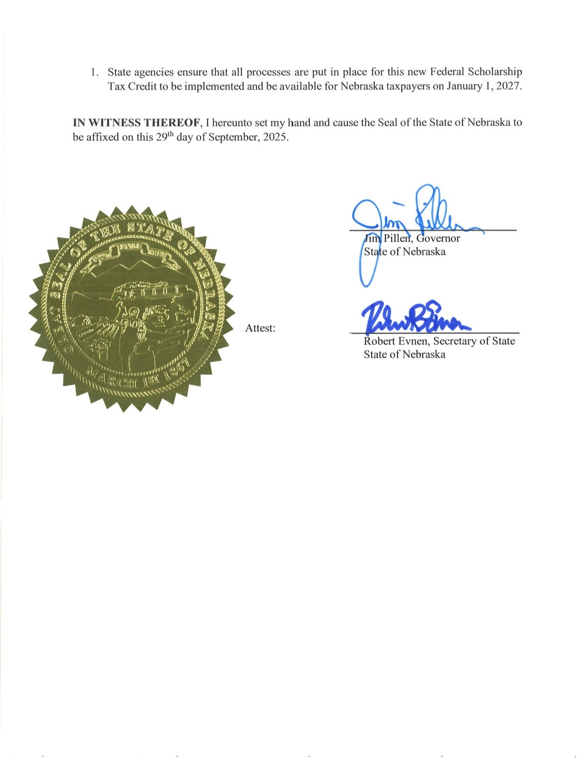 Executive Order Opting into Federal Scholarship Tax Credit Page 2