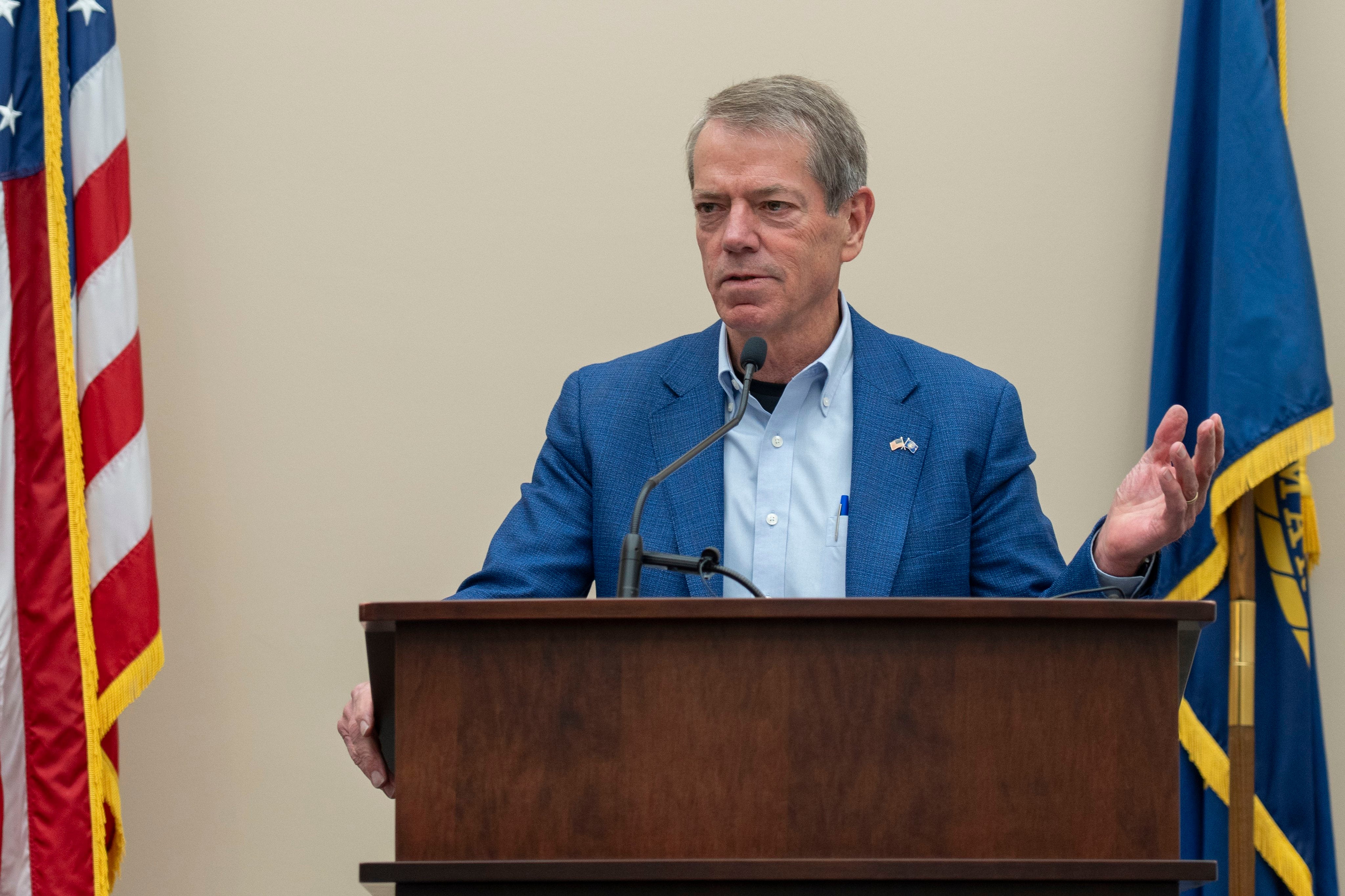 Governor Jim Pillen addresses the audience.