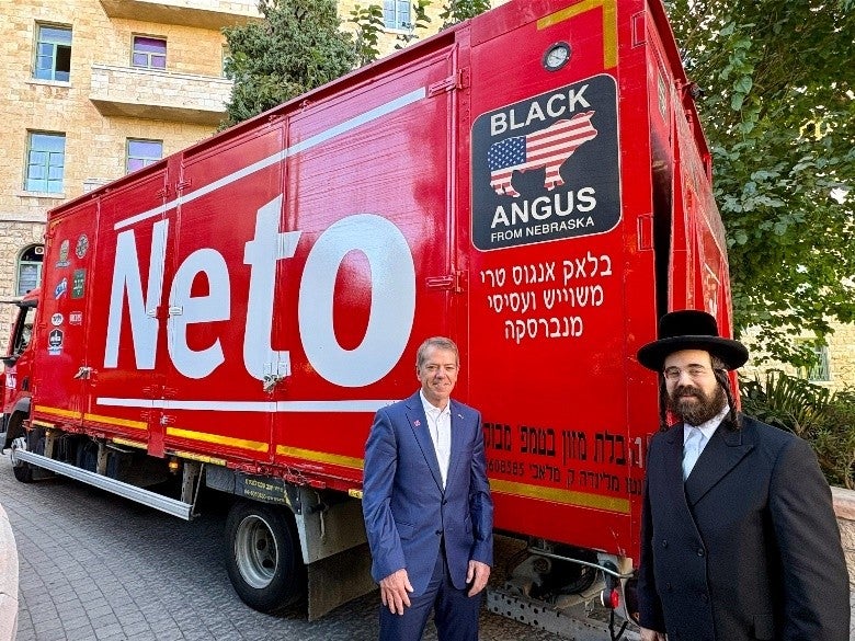 One of 200 distribution trucks that advertise Nebraska beef