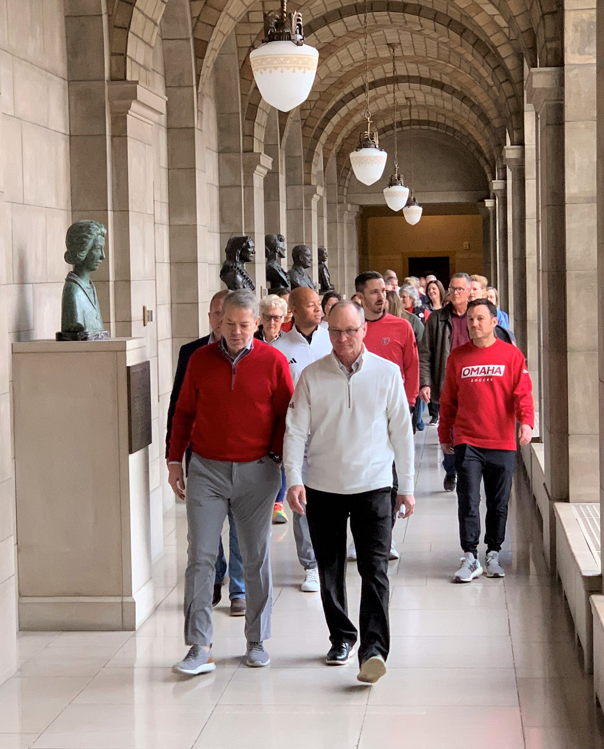 Governor Jim Pillen and Nebraska Sports Council President Dave Minarik leading the Wellness Walk