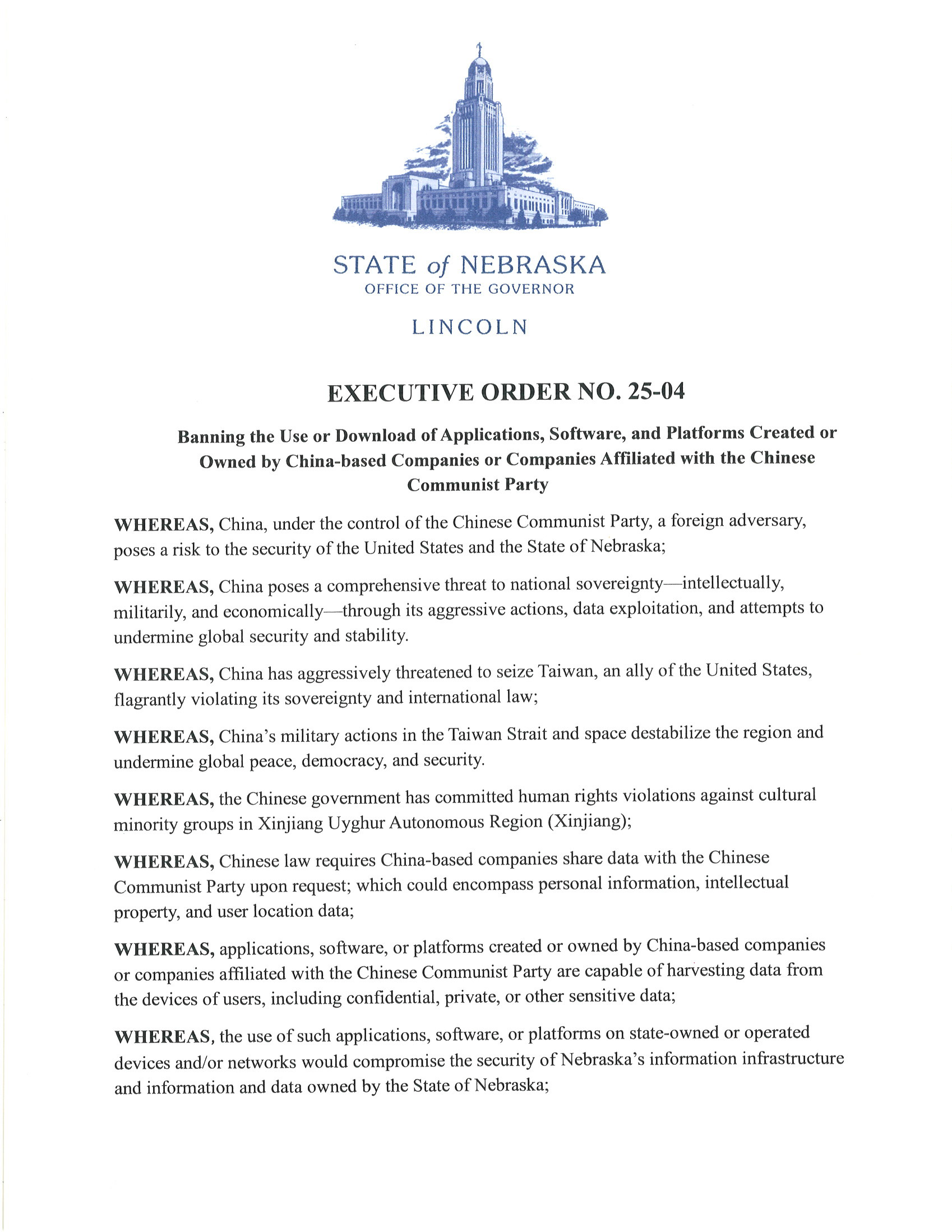 Executive Order No. 25-04 Page 1