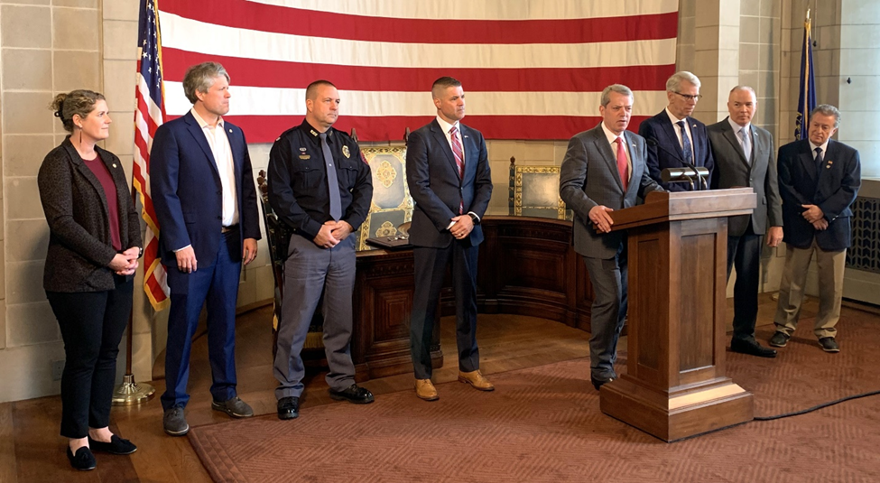 Governor Jim Pillen announcing Chief Bryan Waugh as the next superintendent for the Nebraska State Patrol