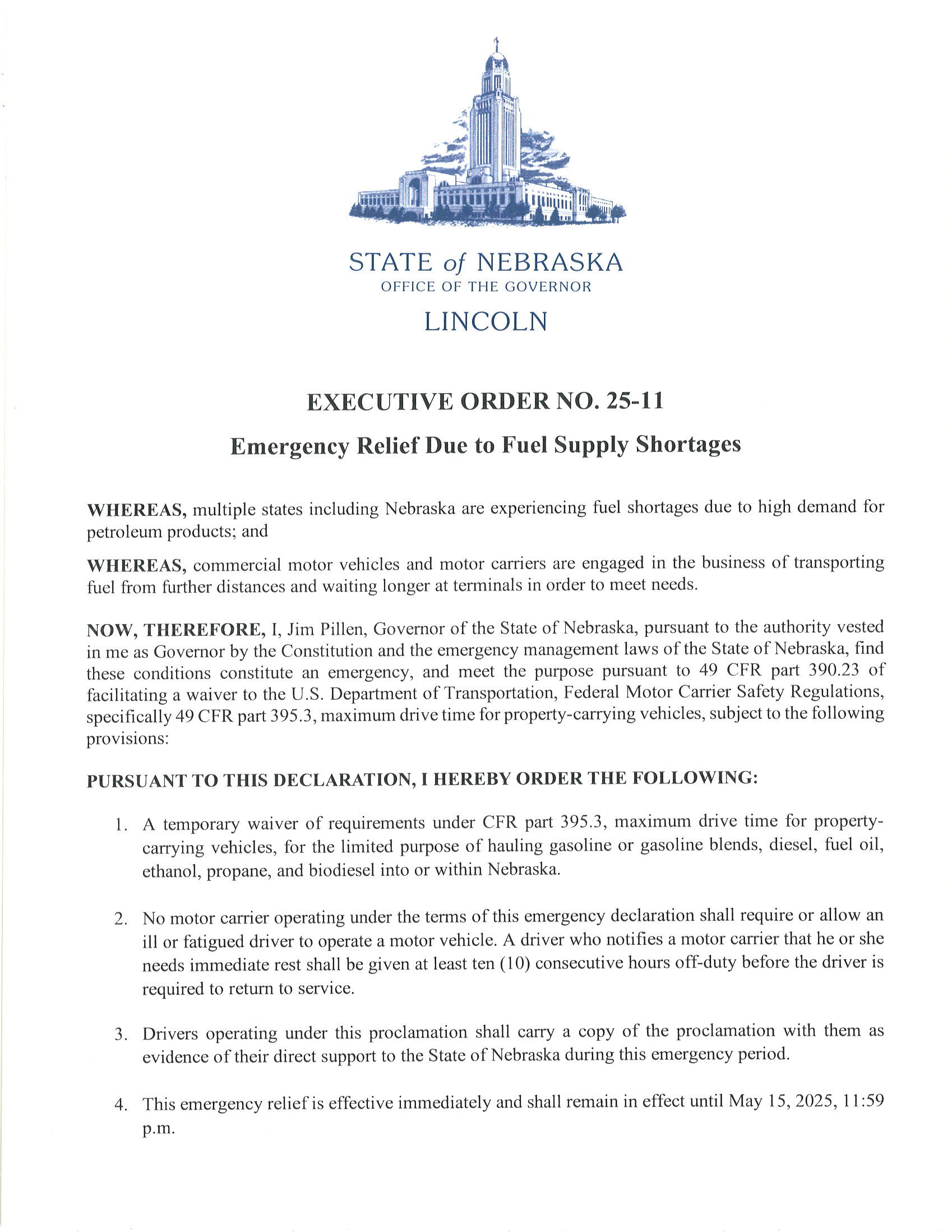 Executive Order 25-11 Page 1