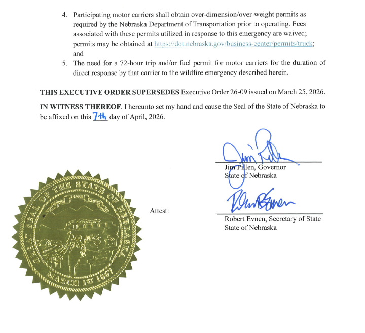 Executive Order No. 26-11 - Commercial Motor Vehicle Carrier Relief - Page 2