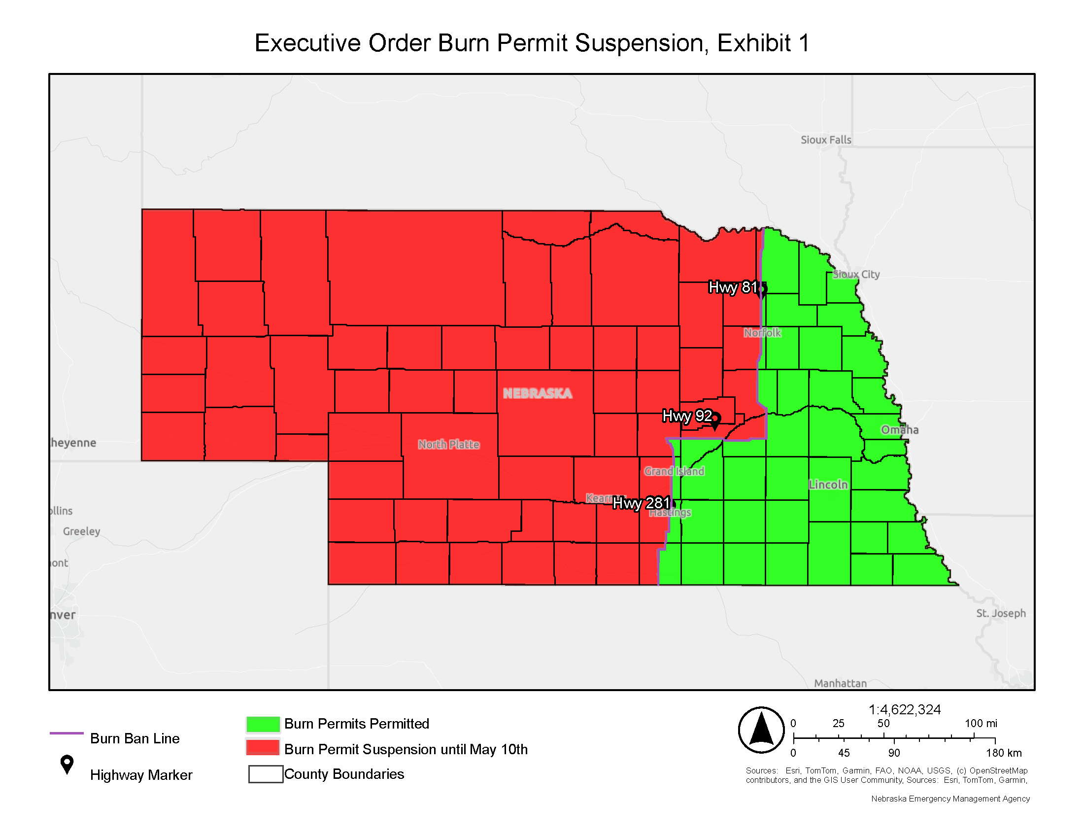 Excutive Order Burn Permit Suspension Map