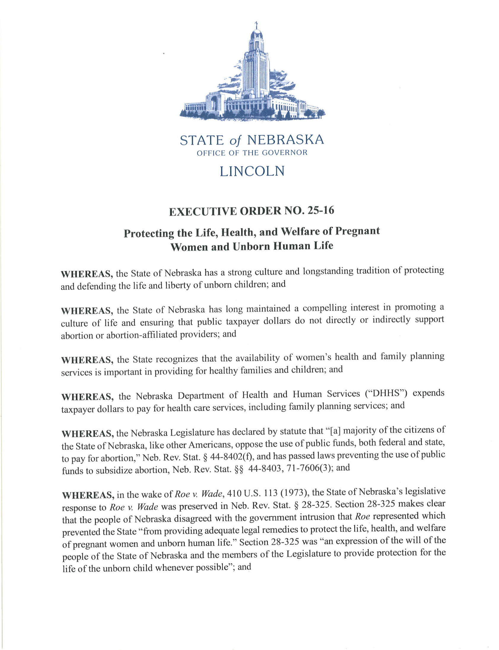 Executive Order 25-16 Page 1