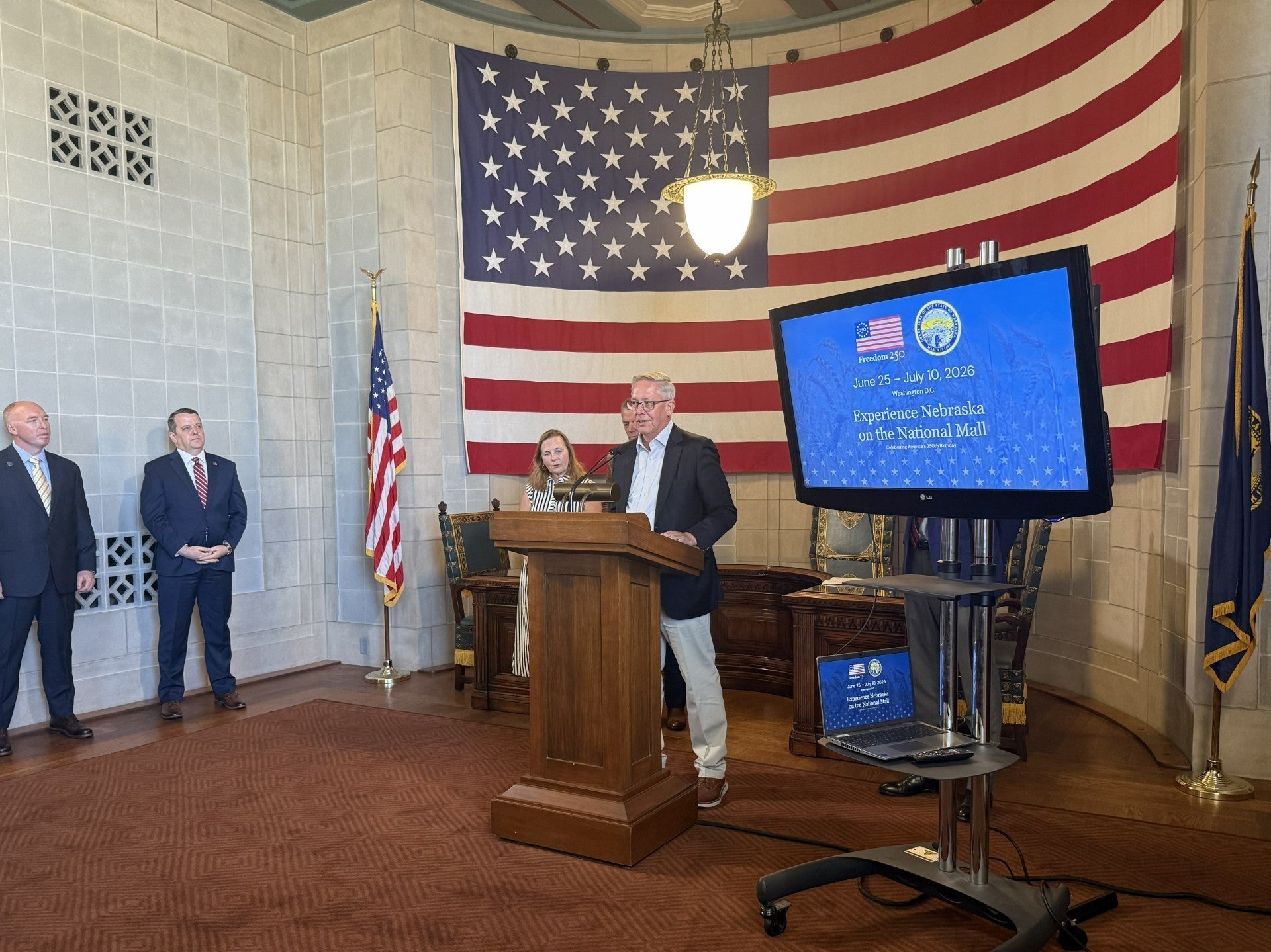 Daryl Bohac, director of the Nebraska State Historical Society, at the presentation.