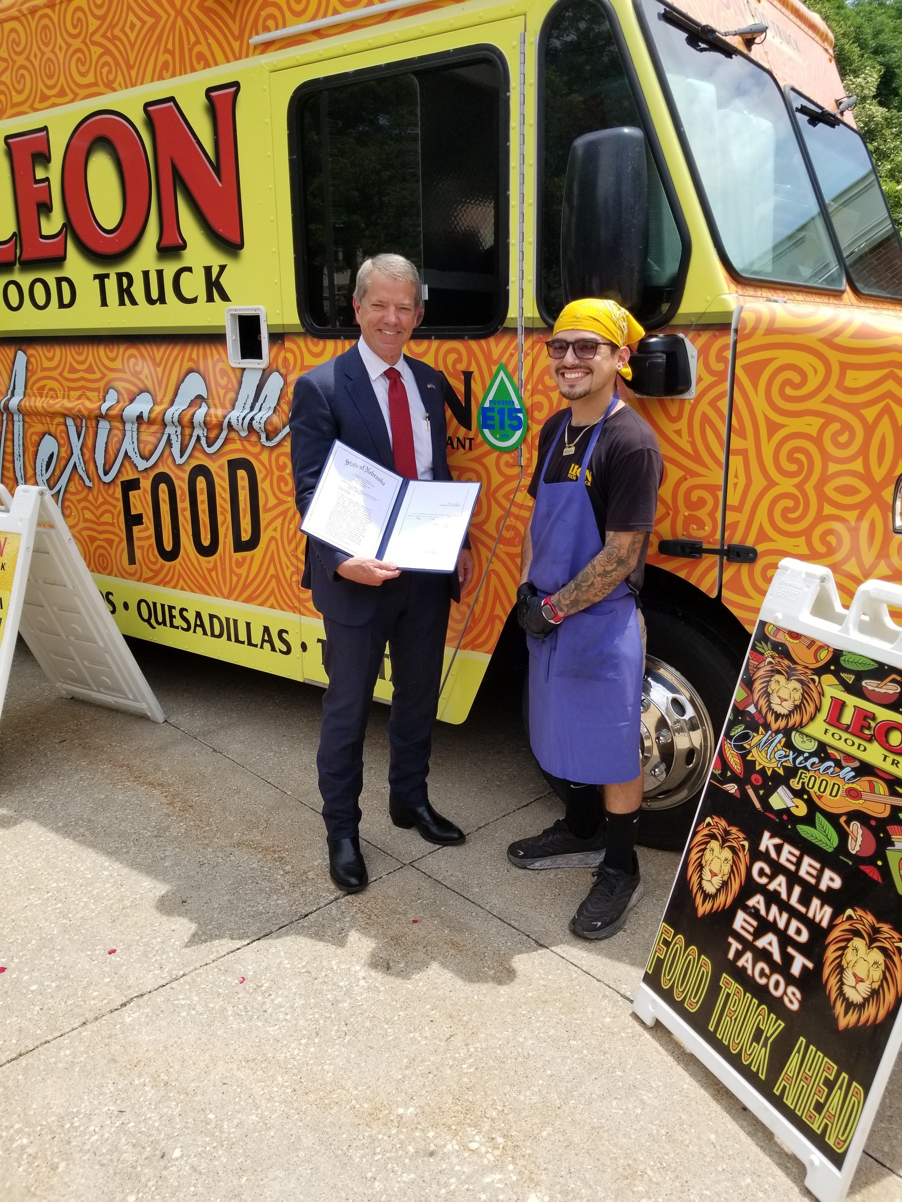 E15 Food Truck Serves Guests, as Governor Pillen Signs LB562