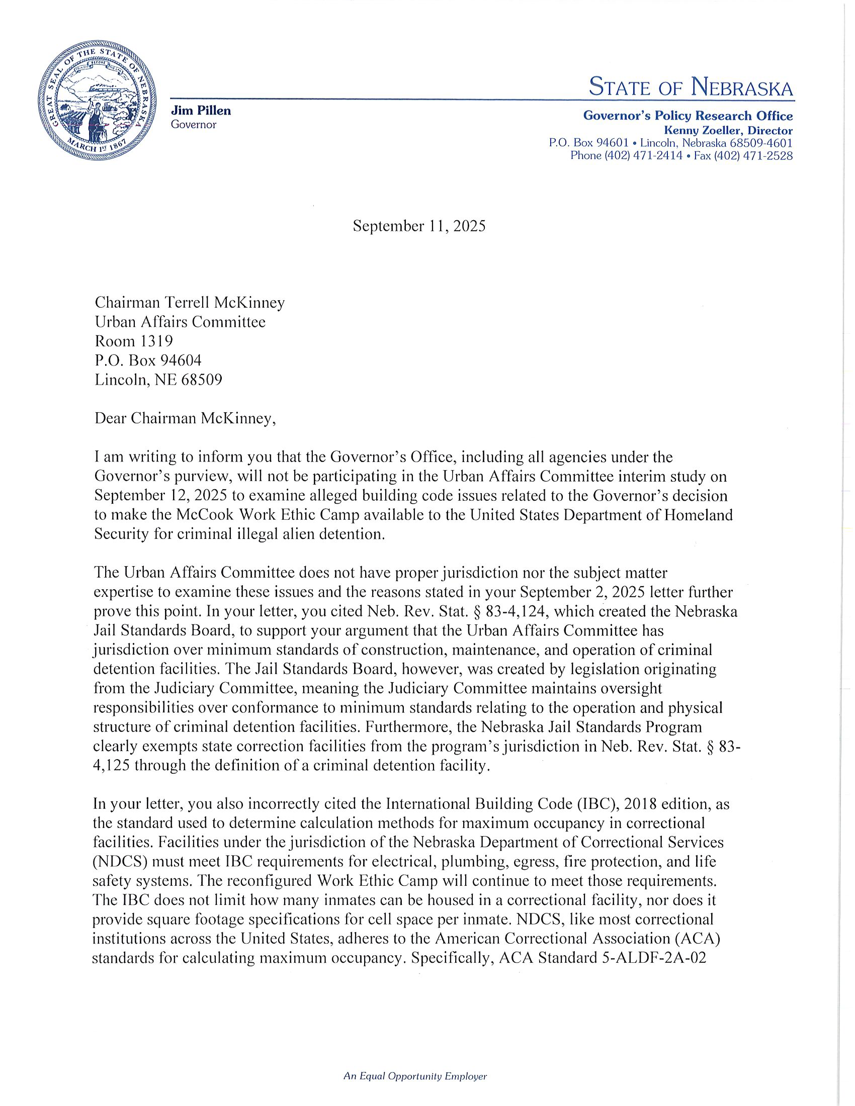Urban Affairs Committee interim study page 1
