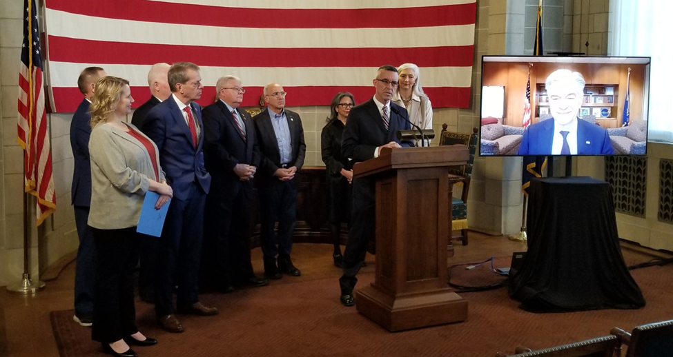 DHHS CEO Steve Corsi, surrounded by State of Nebraska leaders, said not only will these changes help more Nebraskans move toward economic stability, it will also help Nebraska’s businesses and economy.