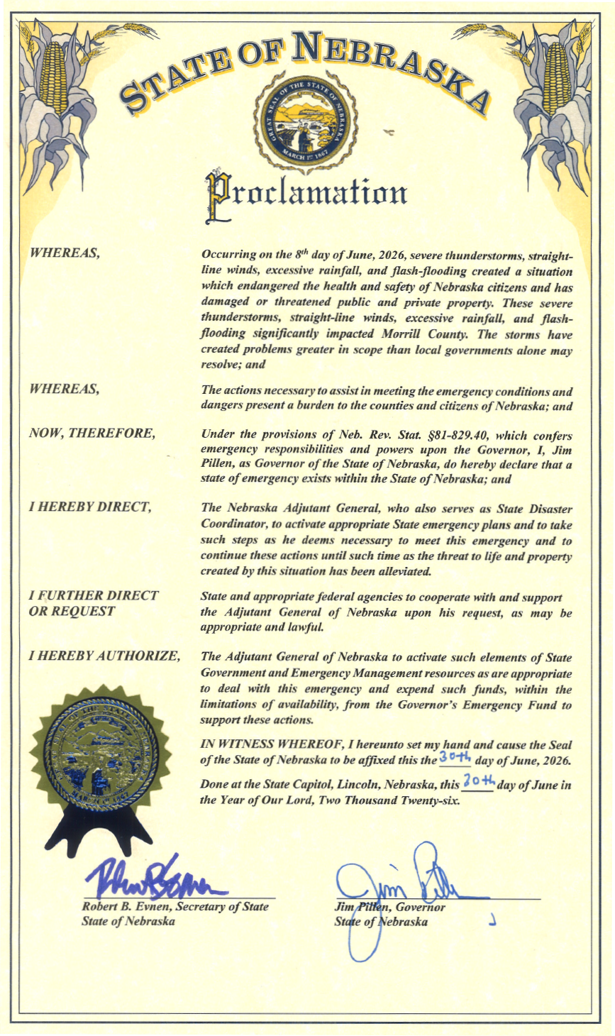 Morrill County Disaster Proclamation