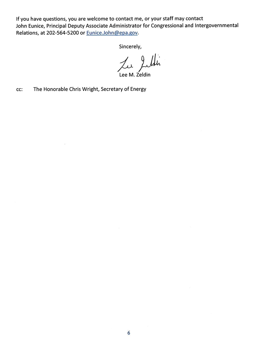 National Fuel Waiver letter by Lee M. Zeldin to create a single National Gasoline Pool - Page 6