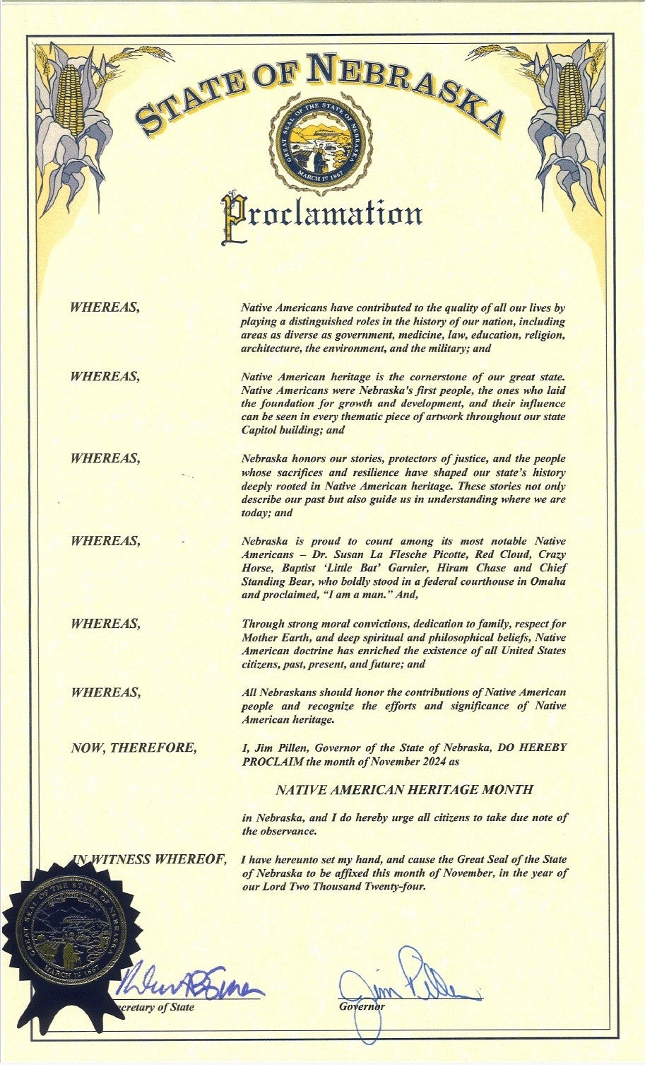 State of Nebraska Proclamation