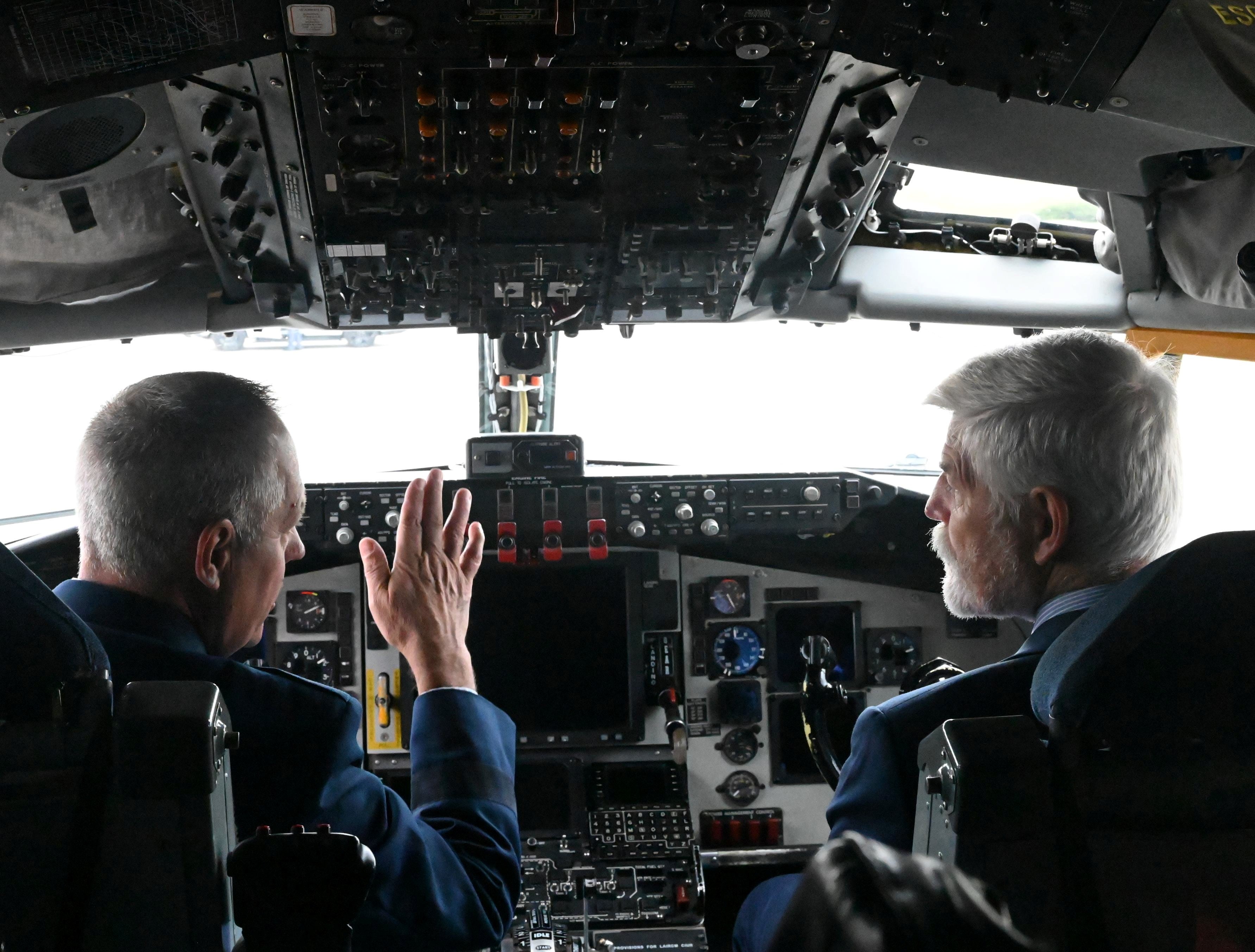 President Pavel gets inside look inside the KC-135R.