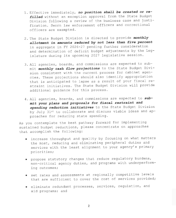 MEMORANDUM FOR THE CABINET AND HEADS OF ALL AGENCIES, BOARDS, AND COMMISSIONS page 2