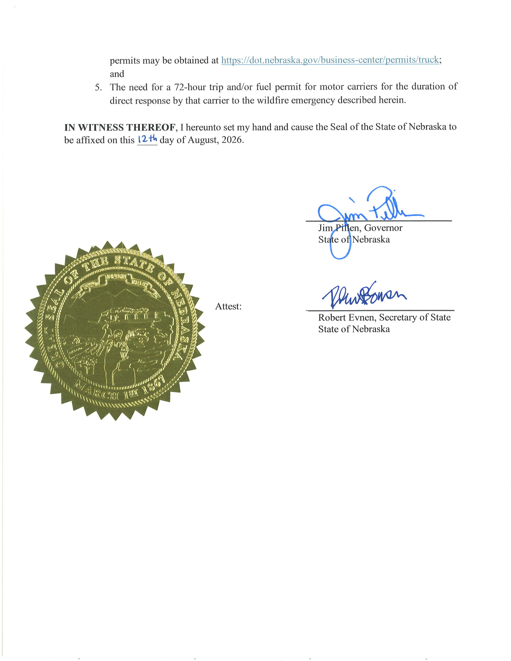 Executive Order 26-18 Commercial Motor Carrier Relief Page 2