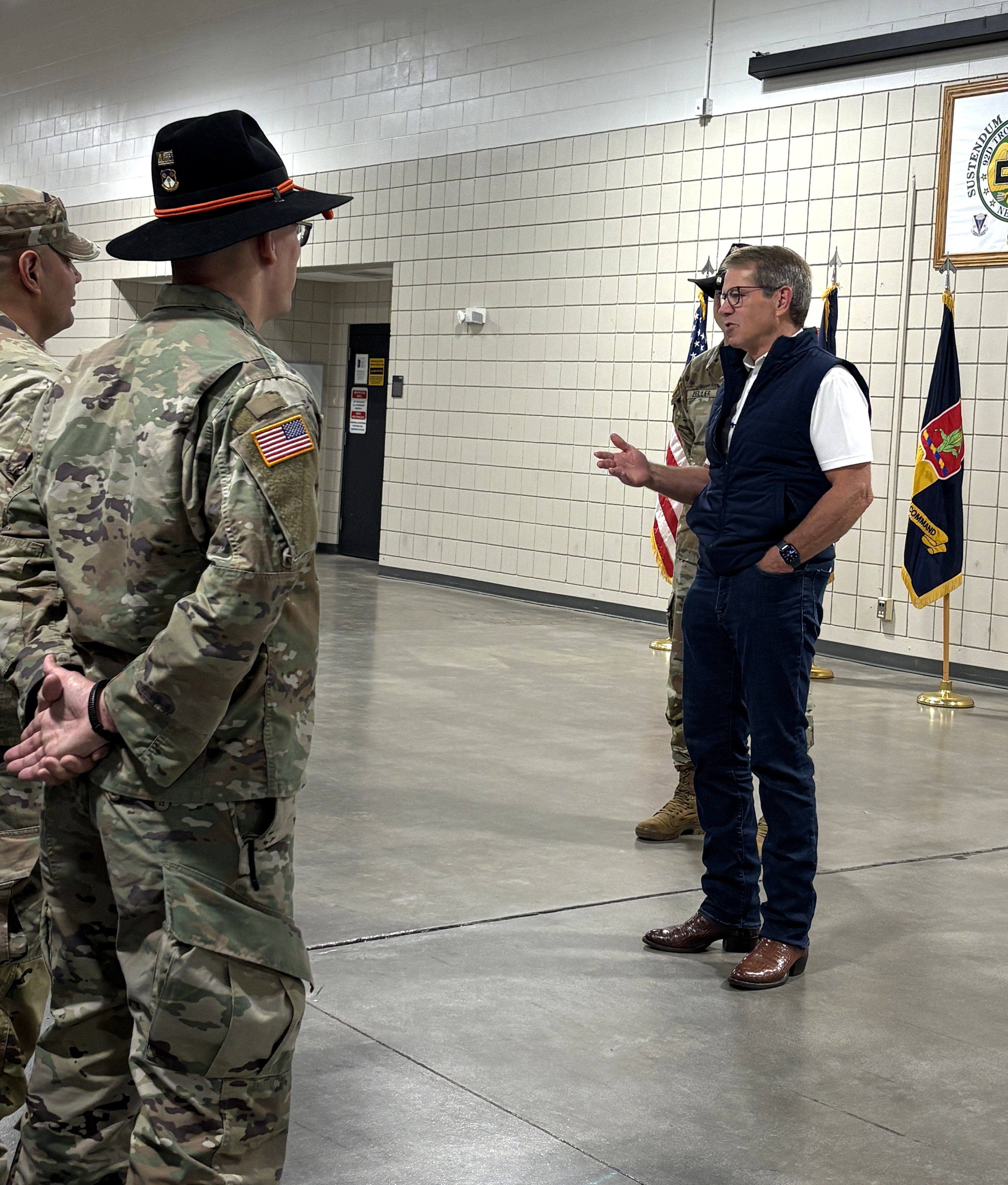 Gov. Pillen addresses returning members of Guard deployed to Washington, D.C.
