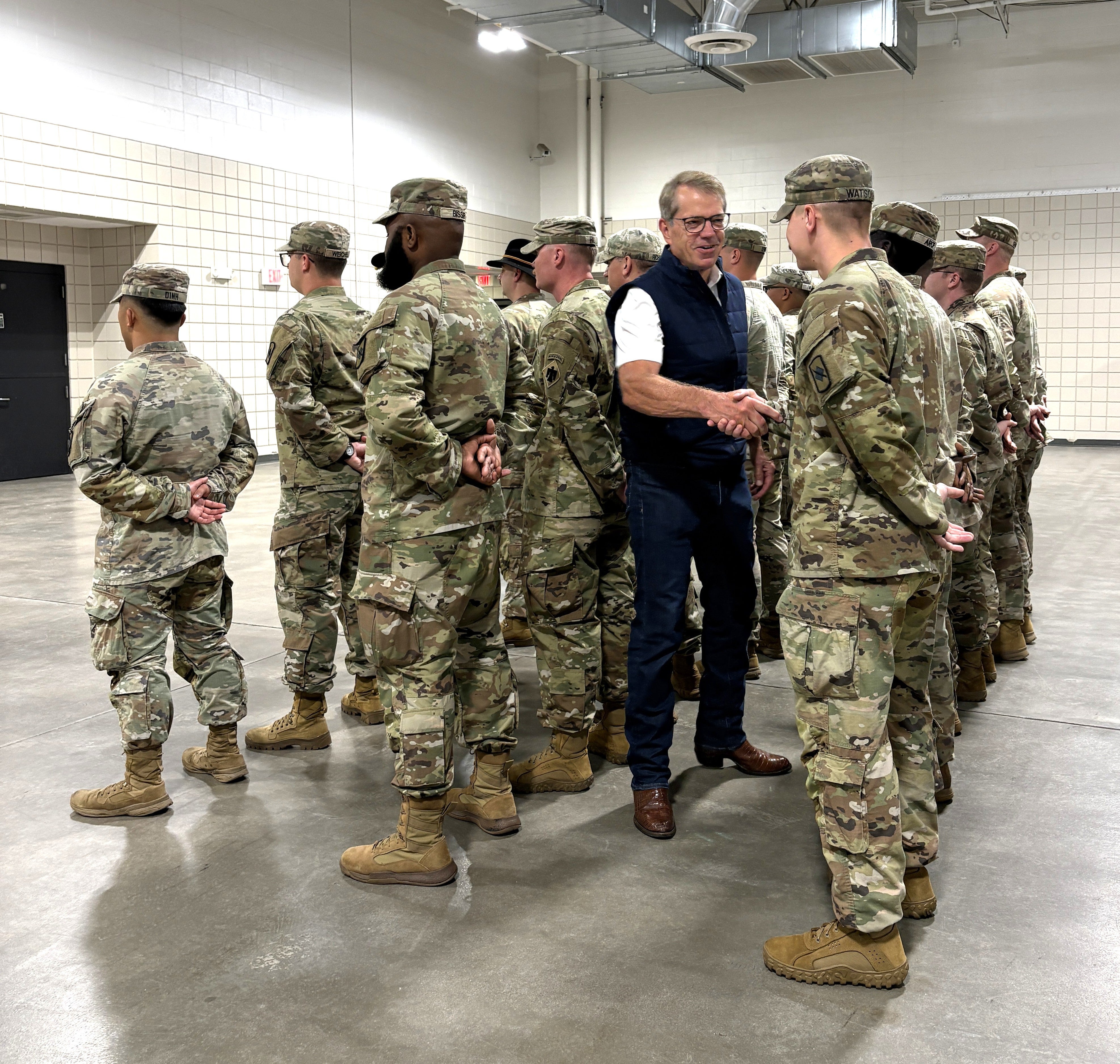 Gov. Pillen greets returning members of Guard deployed to Washington, D.C.