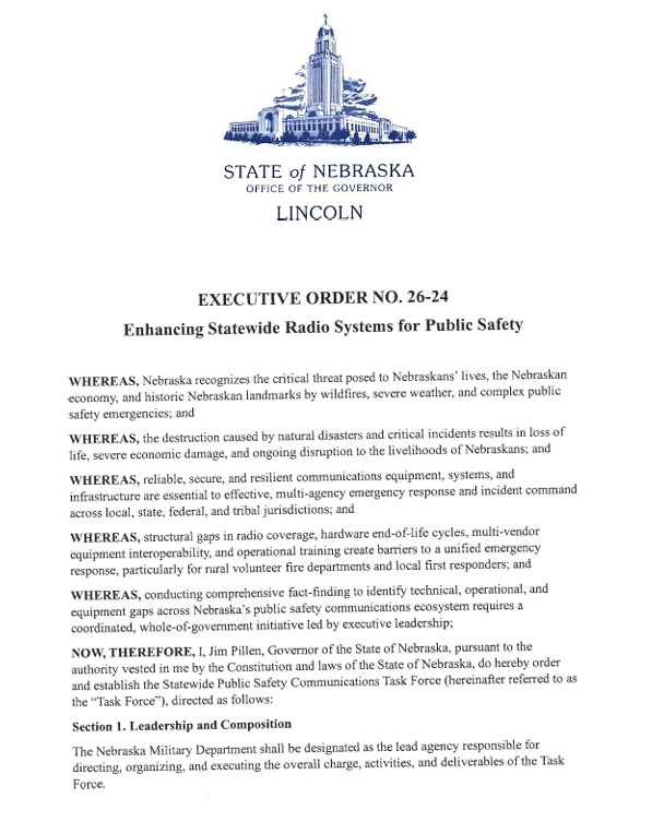 EXECUTIVE ORDER NO. 26-24 Enhancing Statewide Radio Systems for Public Safety Page 1